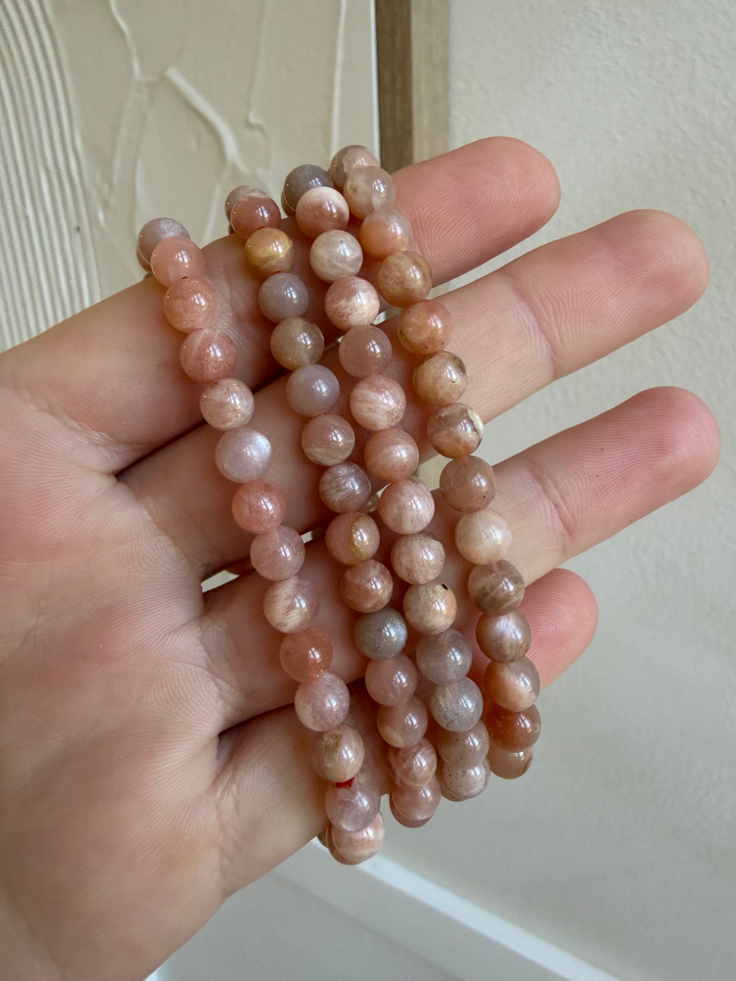 Peach moonstone 4mm bracelets