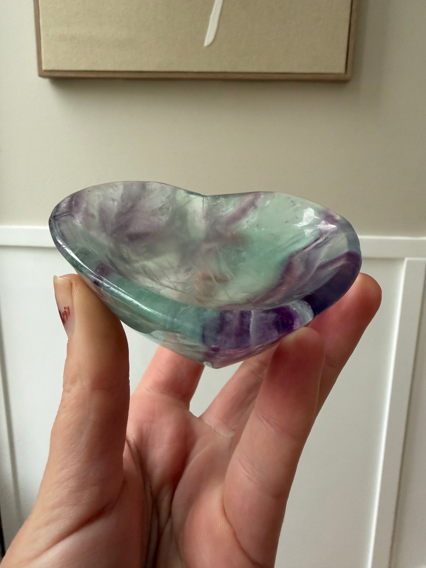 Rainbow fluorite bowl (heart)