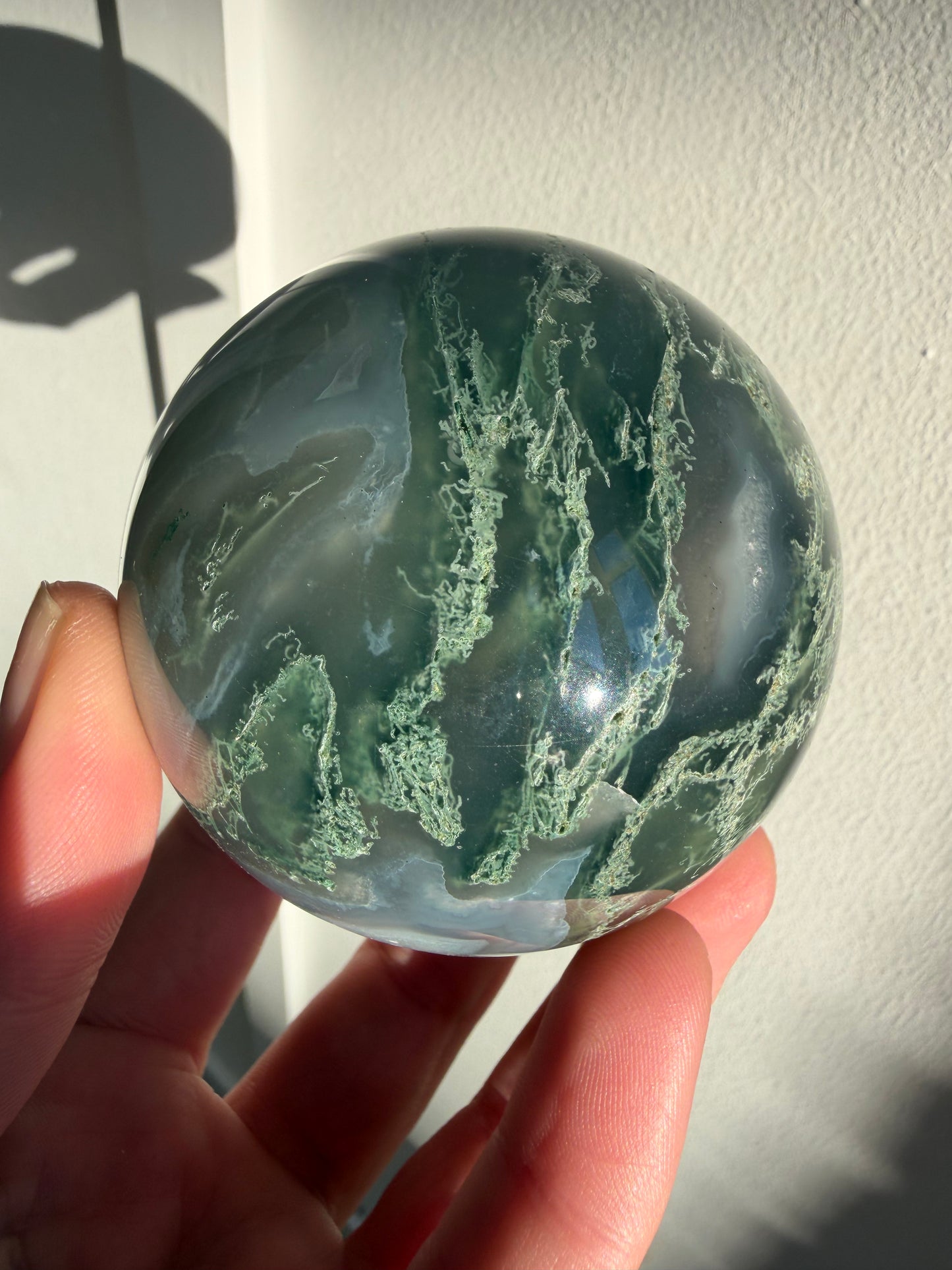 Beautiful moss agate sphere