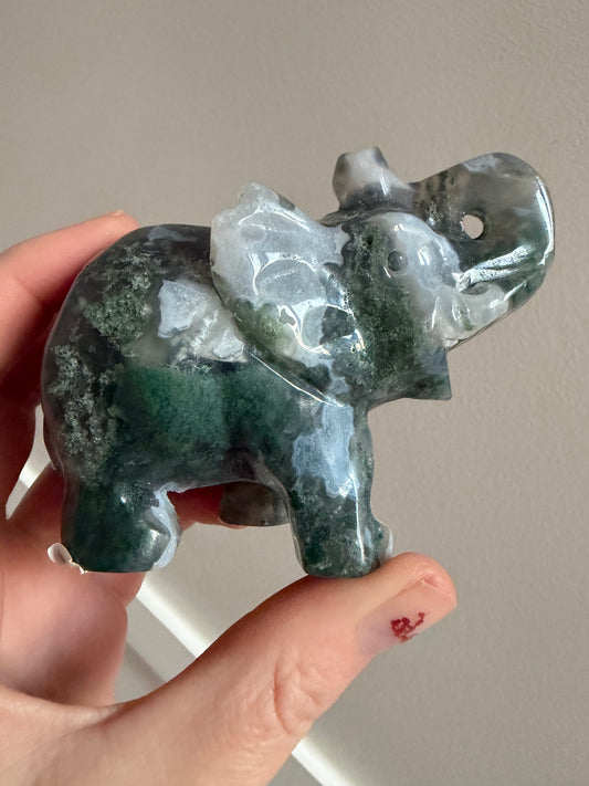 Moss agate elephant