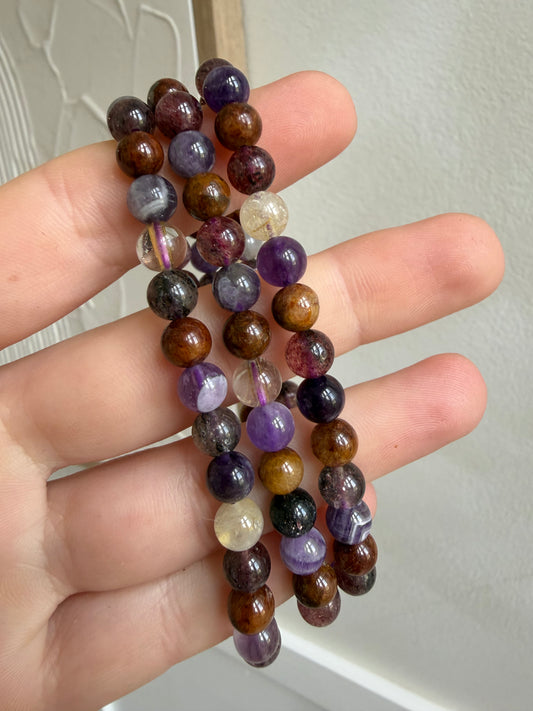 Mixed amethyst golden healer citrine fire quartz 6mm