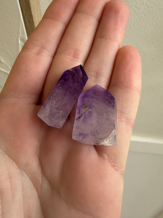 2 mini Madagascar amethyst points