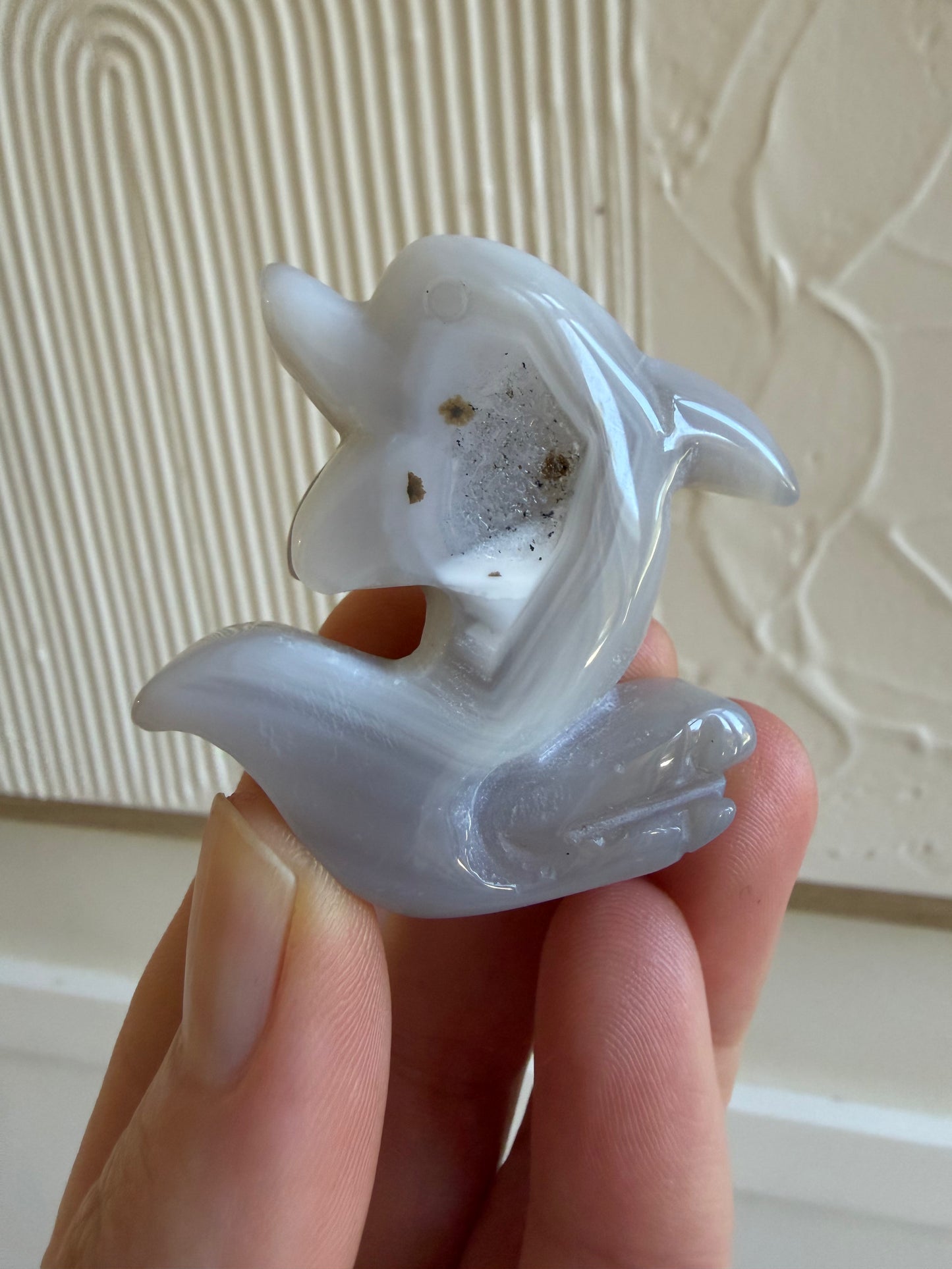 Drusy agate dolphin