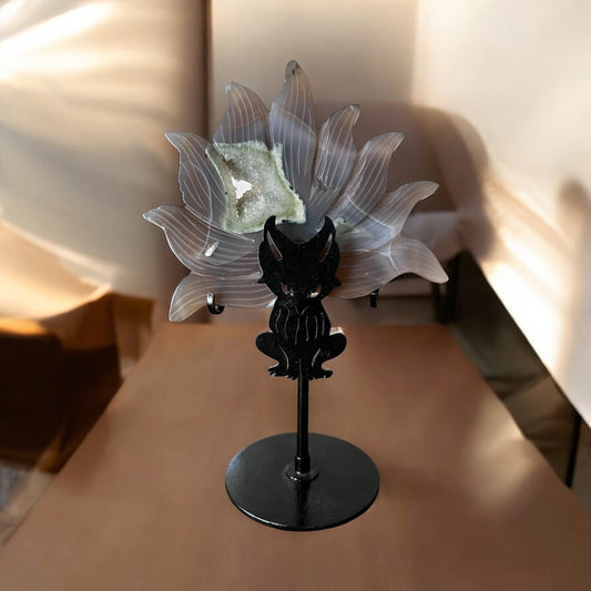 Agate drusy fox tail stand 20cmH