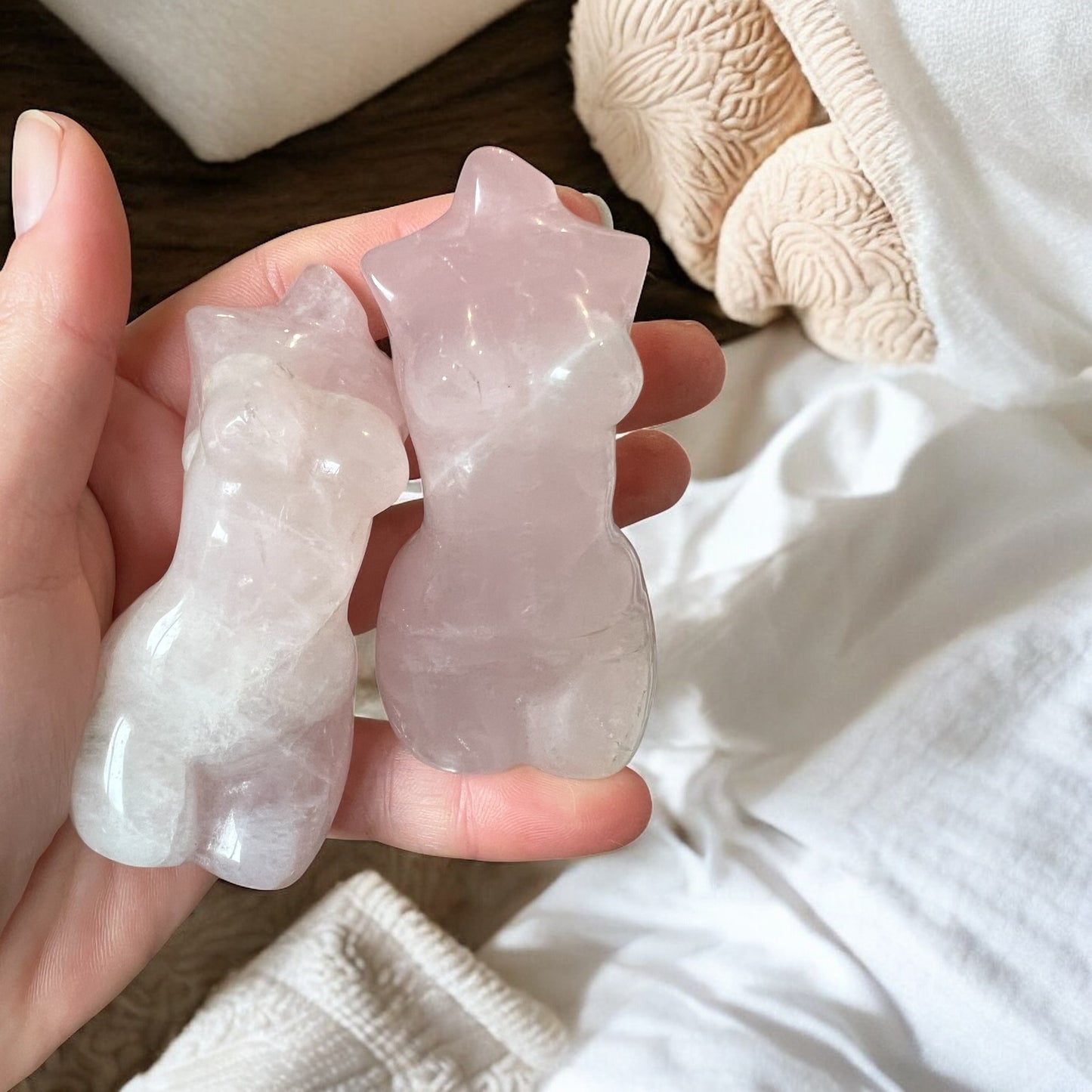 Rose Quartz female goddess statue intuitively chosen