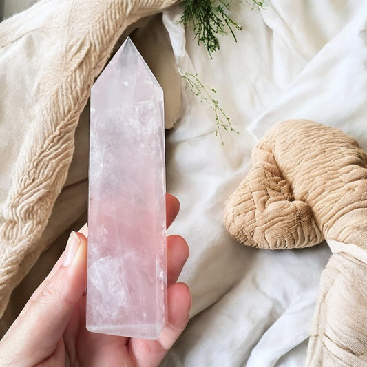 Rose quartz tower (a) 15cm