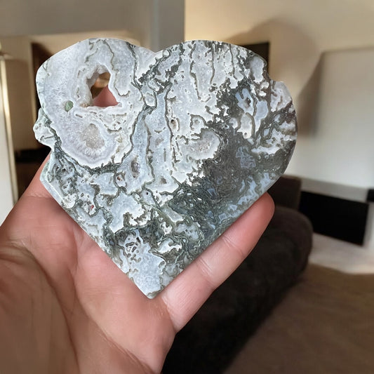 Moss agate heart drusy