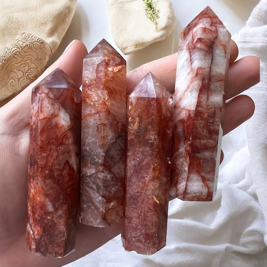 Fire quartz towers 9-10cm intuitively chosen