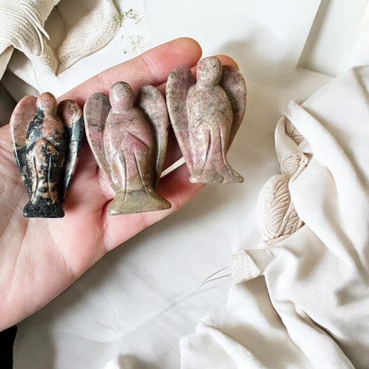 Rhodonite Carving angel intuitively chosen