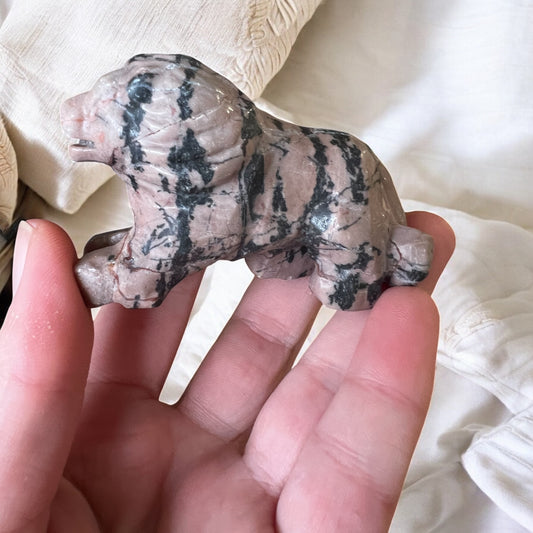Rhodonite Tiger carving intuitively chosen