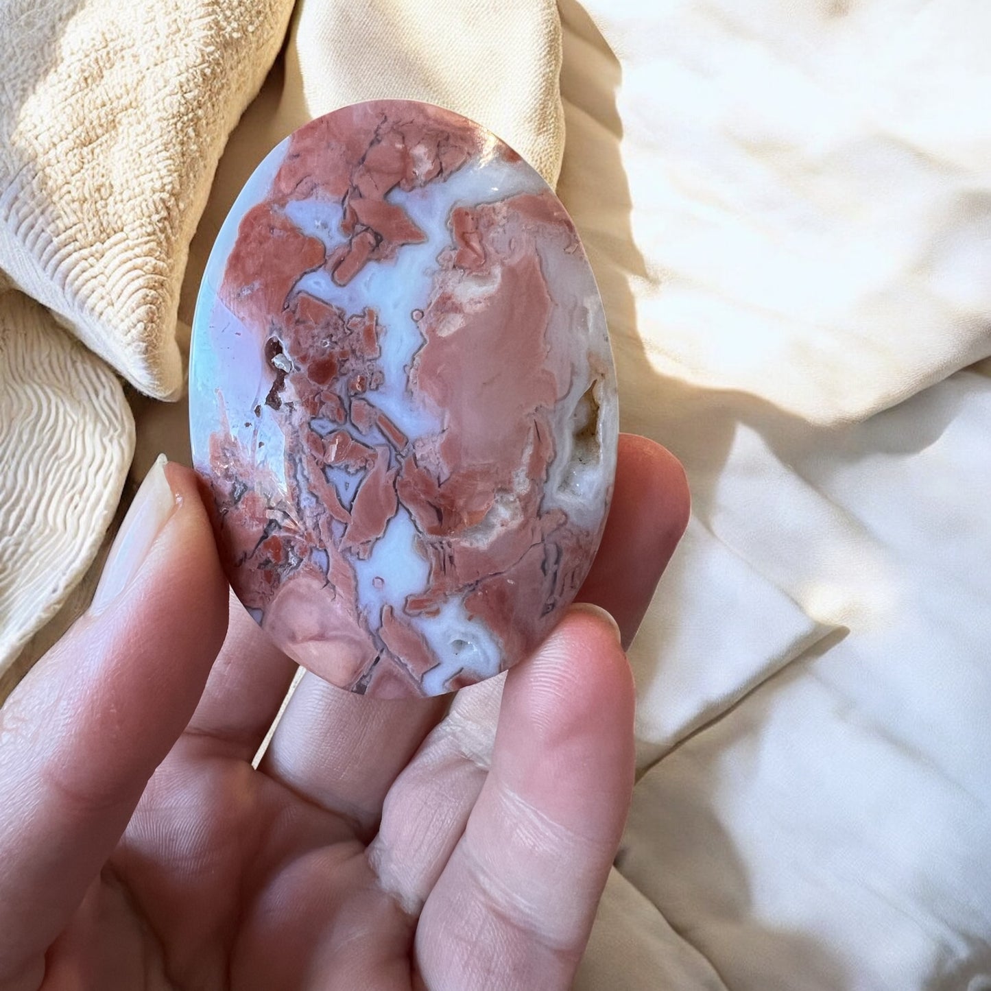 Pink agate cotton candy palm