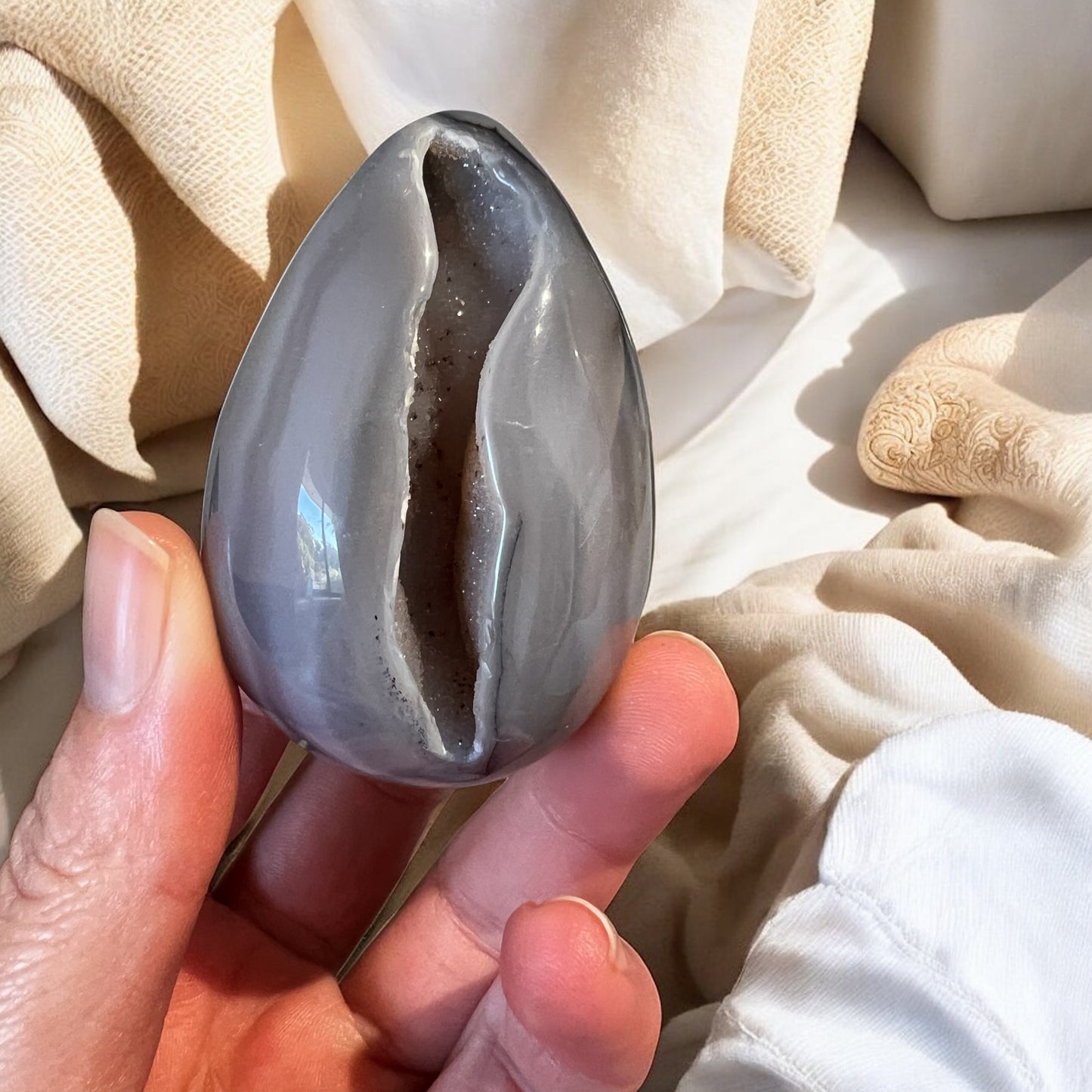 Drusy agate egg