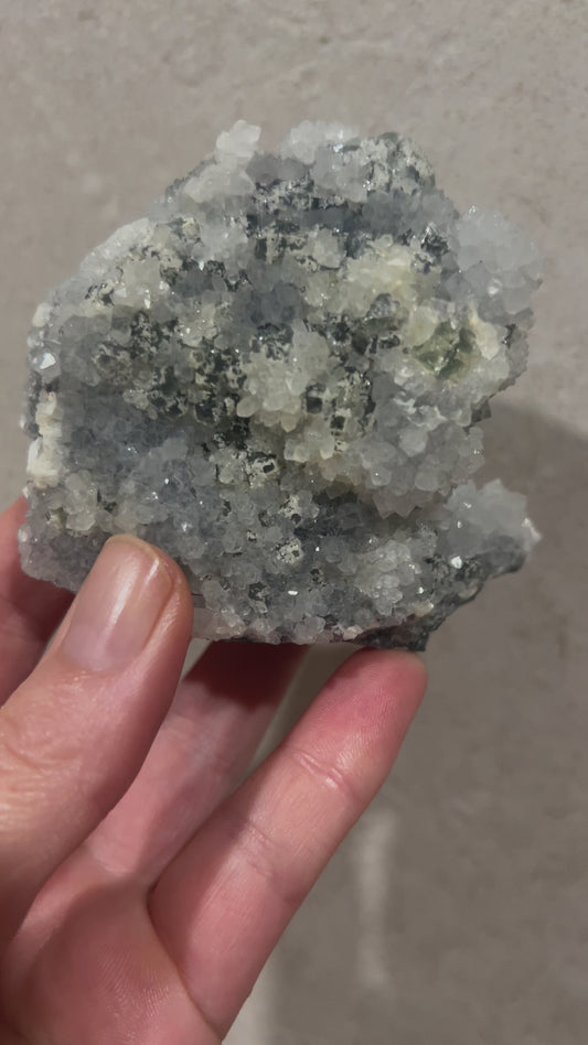 Apophyllite specimen with calcite & fluorite